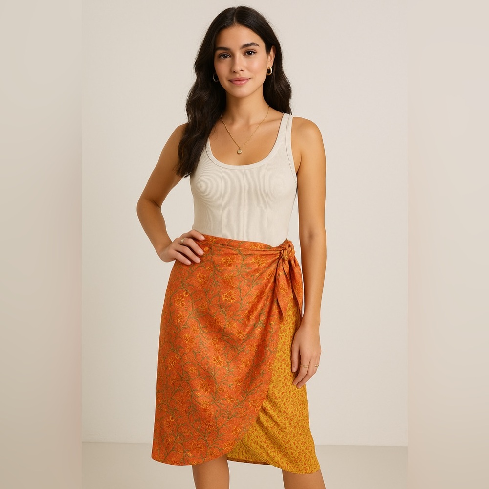 Susan Bristol Silk Sarong-Style Wrap Dress